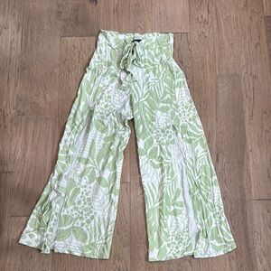 Shore Brand Leaf Print Wide-Leg Flow Pants Size Small